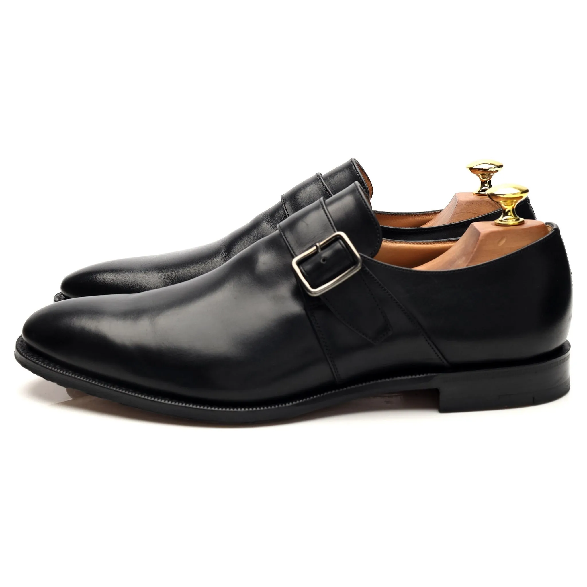 'Saxton' Black Leather Monk Strap UK 8.5 G
