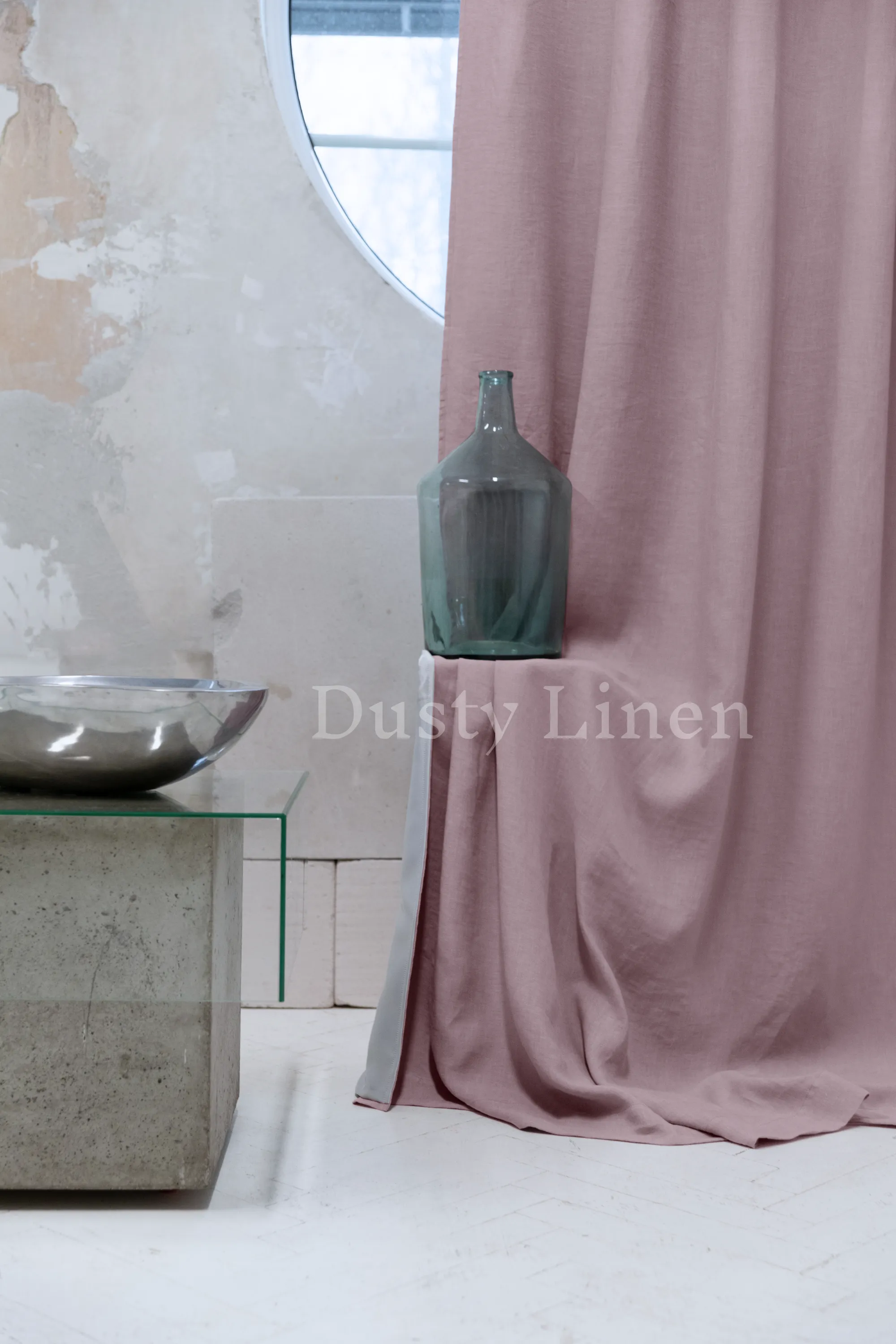 Set of 2 blackout linen curtains in Dusty Rose