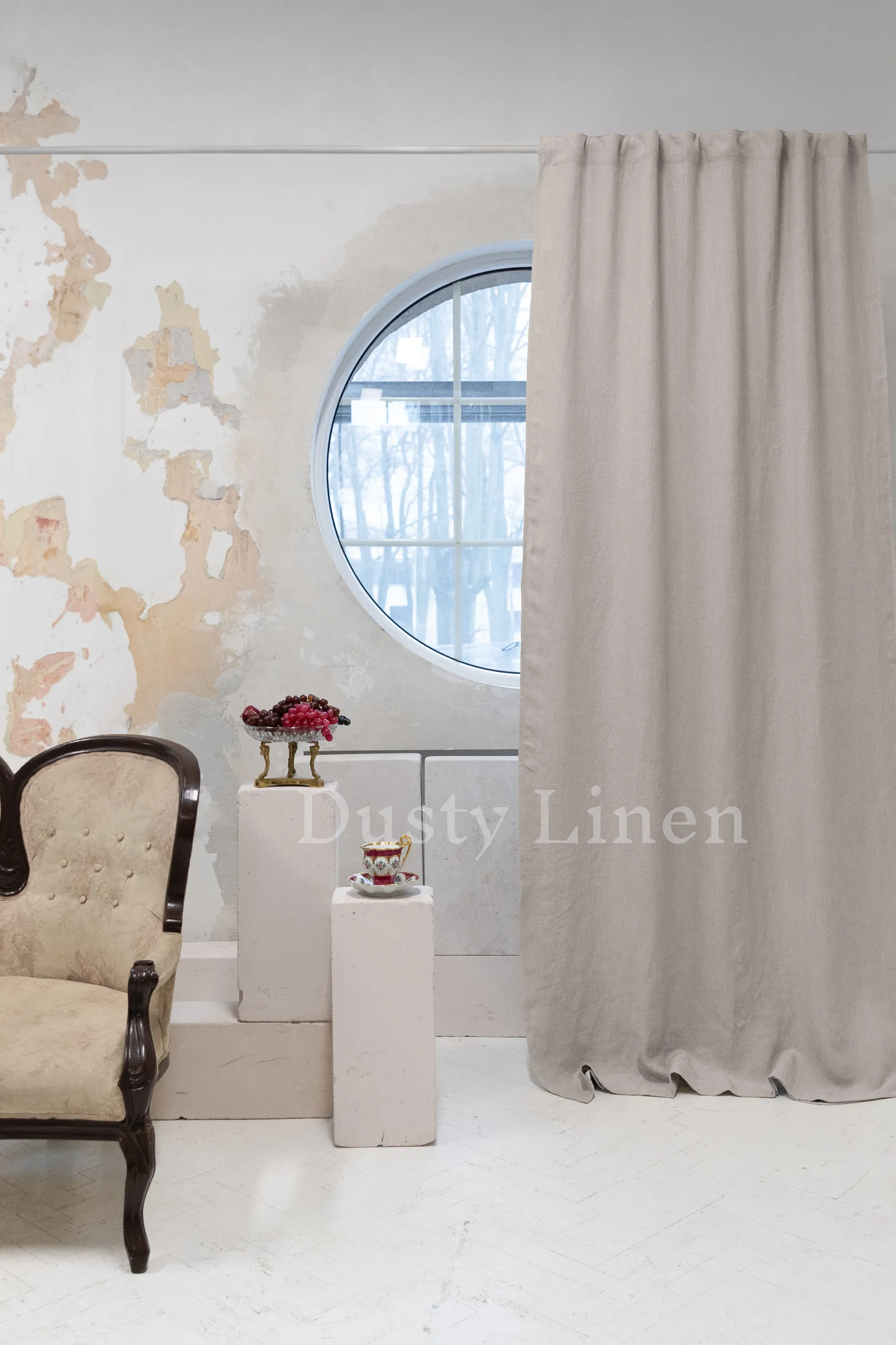 Set of 2 blackout linen curtains in Natural Light