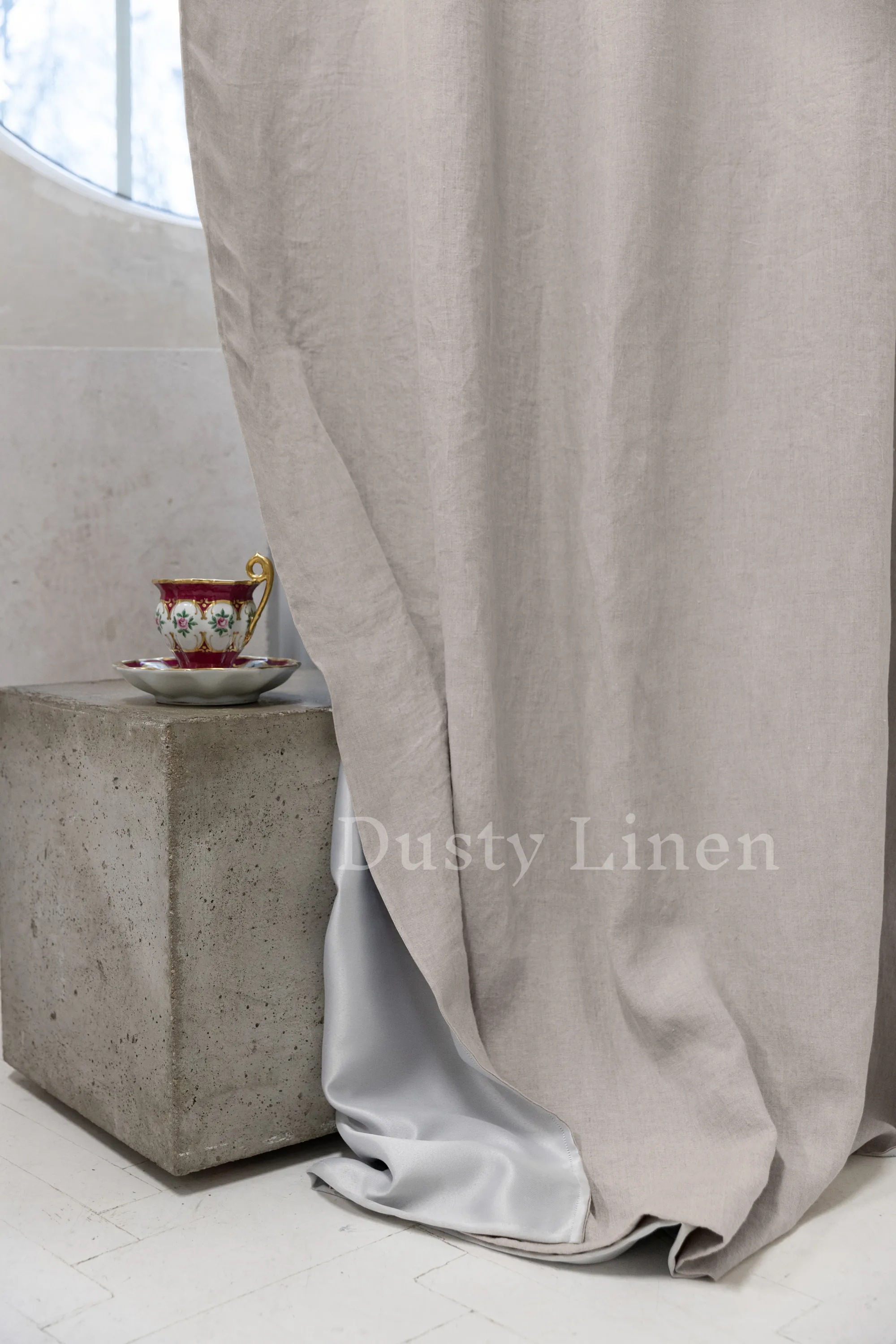 Set of 2 blackout linen curtains in Natural Light