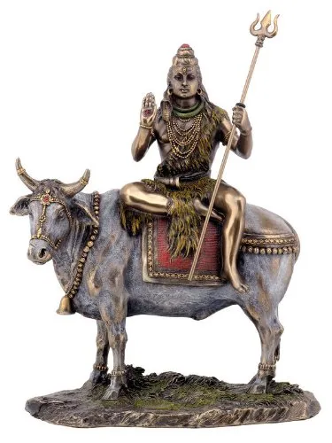 Shiva Seated on Nandi in Antique Bronze Finish