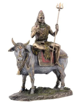 Shiva Seated on Nandi in Antique Bronze Finish