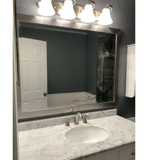 Shmuel Wood Framed with Safety Backing Ideal for Bathroom / Vanity Mirror Wade Logan® Size: 30" x 36" Finish: Antique Satin Nickel