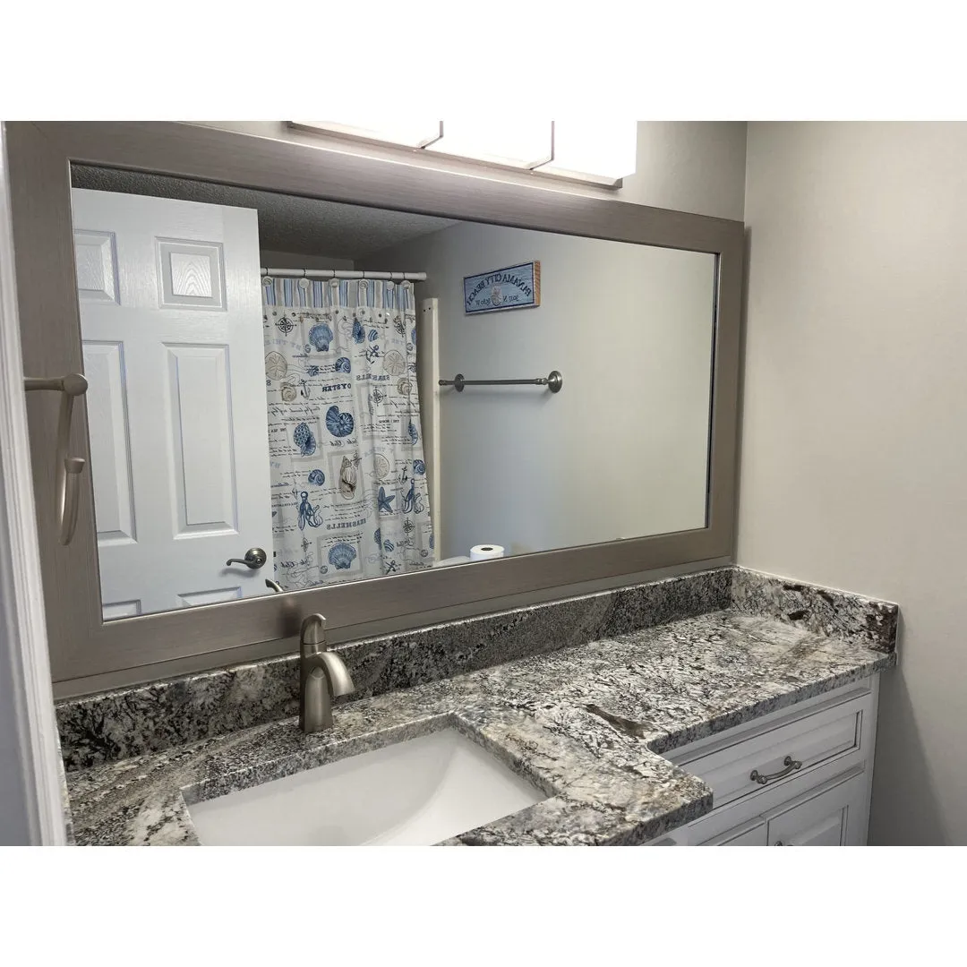 Shmuel Wood Framed with Safety Backing Ideal for Bathroom / Vanity Mirror Wade Logan® Size: 30" x 36" Finish: Antique Satin Nickel
