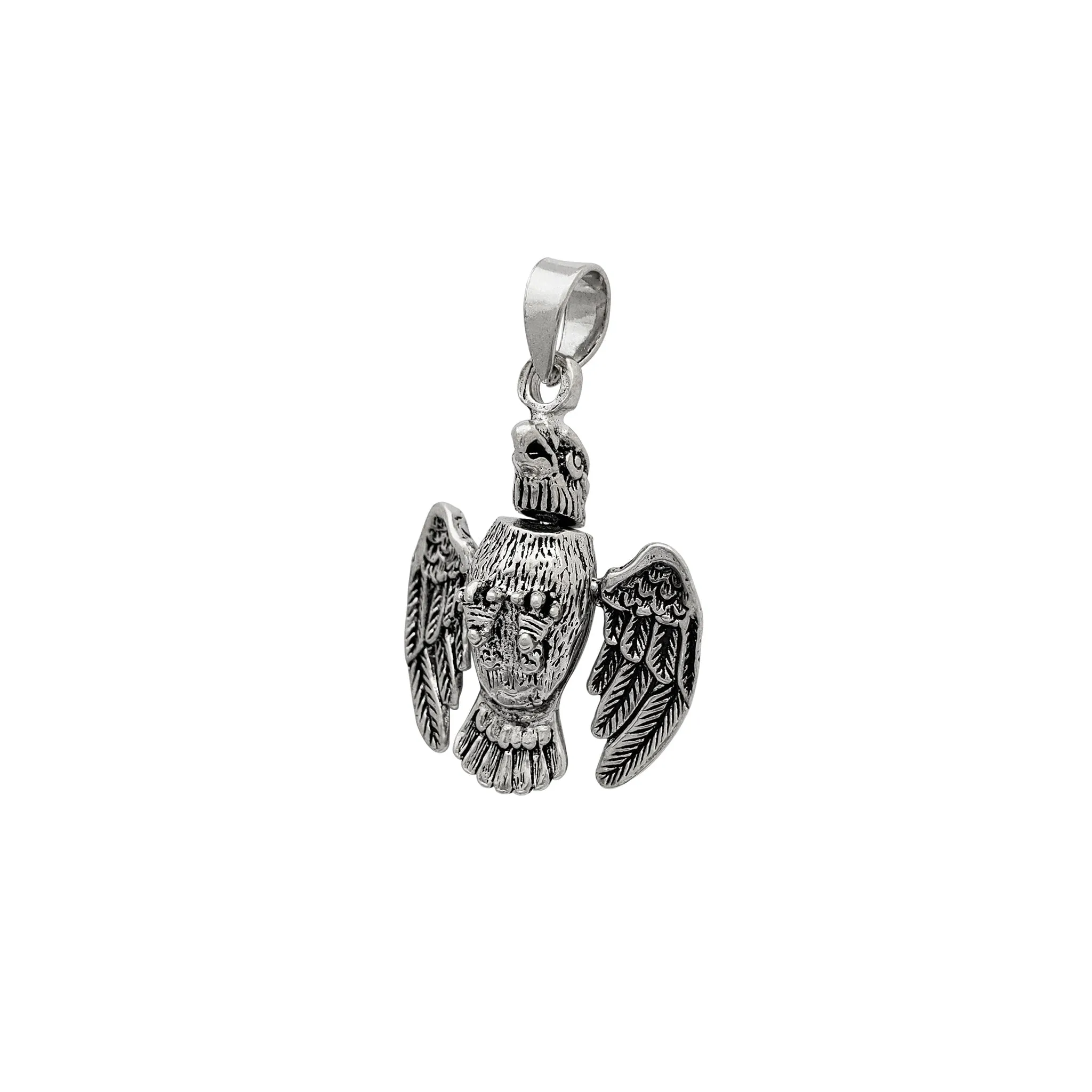 Silver Antique-Finish 3D Eagle Pendant (Silver)