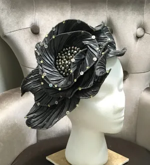 Silver Gray Satin Fascinator