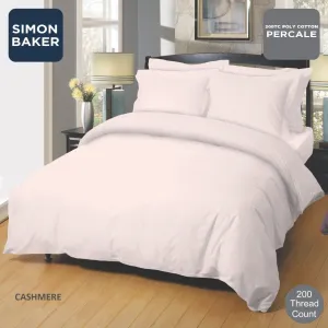 Simon Baker Cashmere 200 Thread Count Cotton Percale Duvet Cover Set