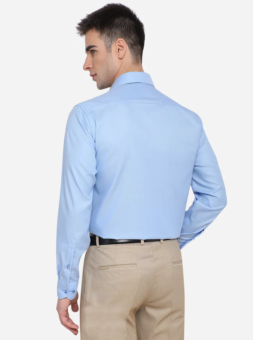 Sky Blue Solid Regular Fit Formal Shirt | Greenfibre