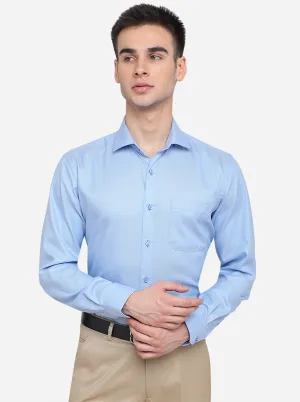 Sky Blue Solid Regular Fit Formal Shirt | Greenfibre