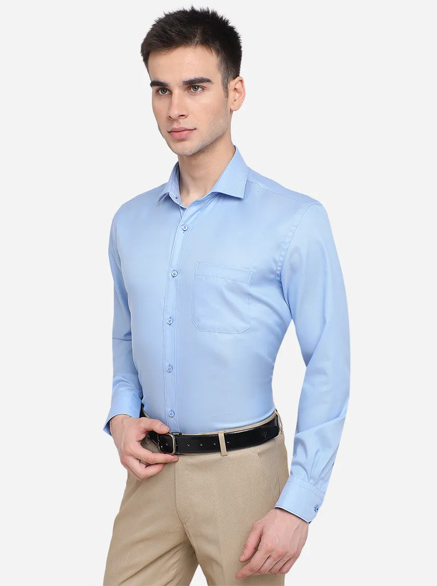 Sky Blue Solid Regular Fit Formal Shirt | Greenfibre