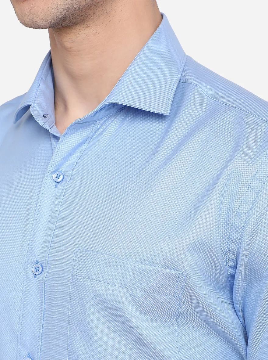 Sky Blue Solid Regular Fit Formal Shirt | Greenfibre