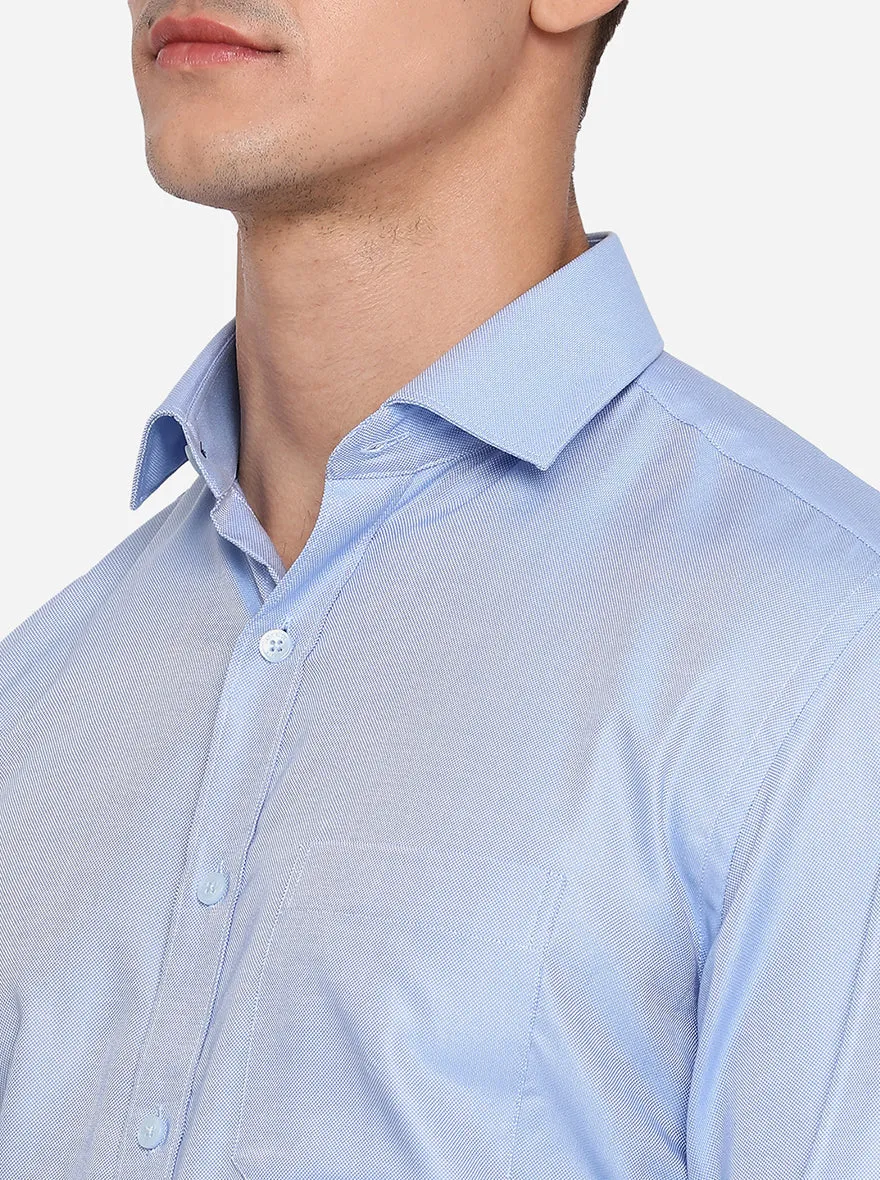 Sky Blue Solid Regular Fit Formal Shirt | JadeBlue