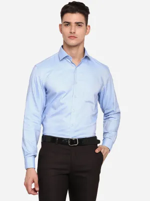 Sky Blue Solid Regular Fit Formal Shirt | JadeBlue