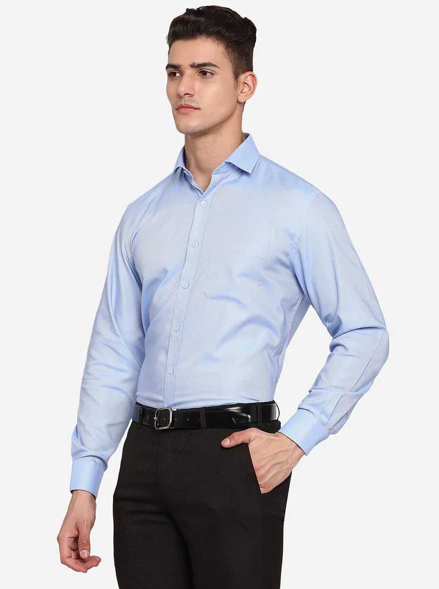Sky Blue Solid Regular Fit Formal Shirt | JadeBlue