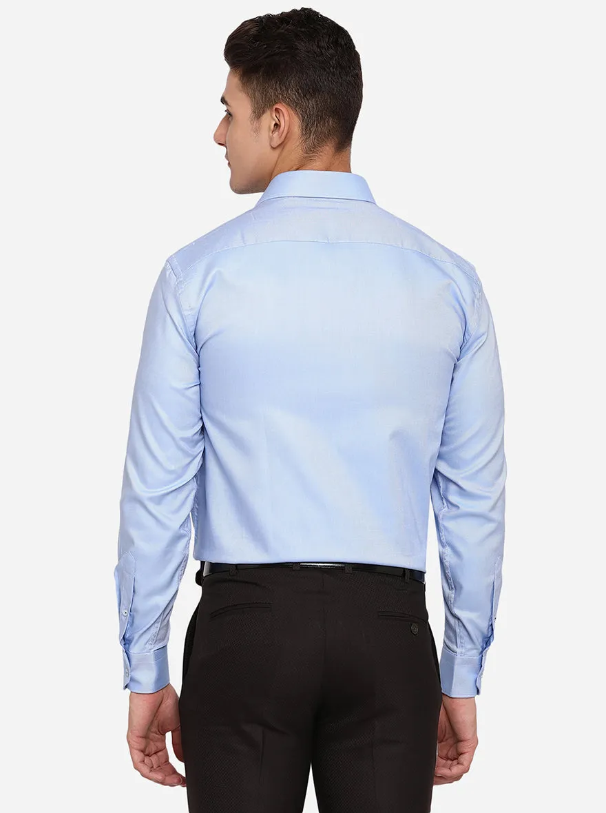 Sky Blue Solid Regular Fit Formal Shirt | JadeBlue