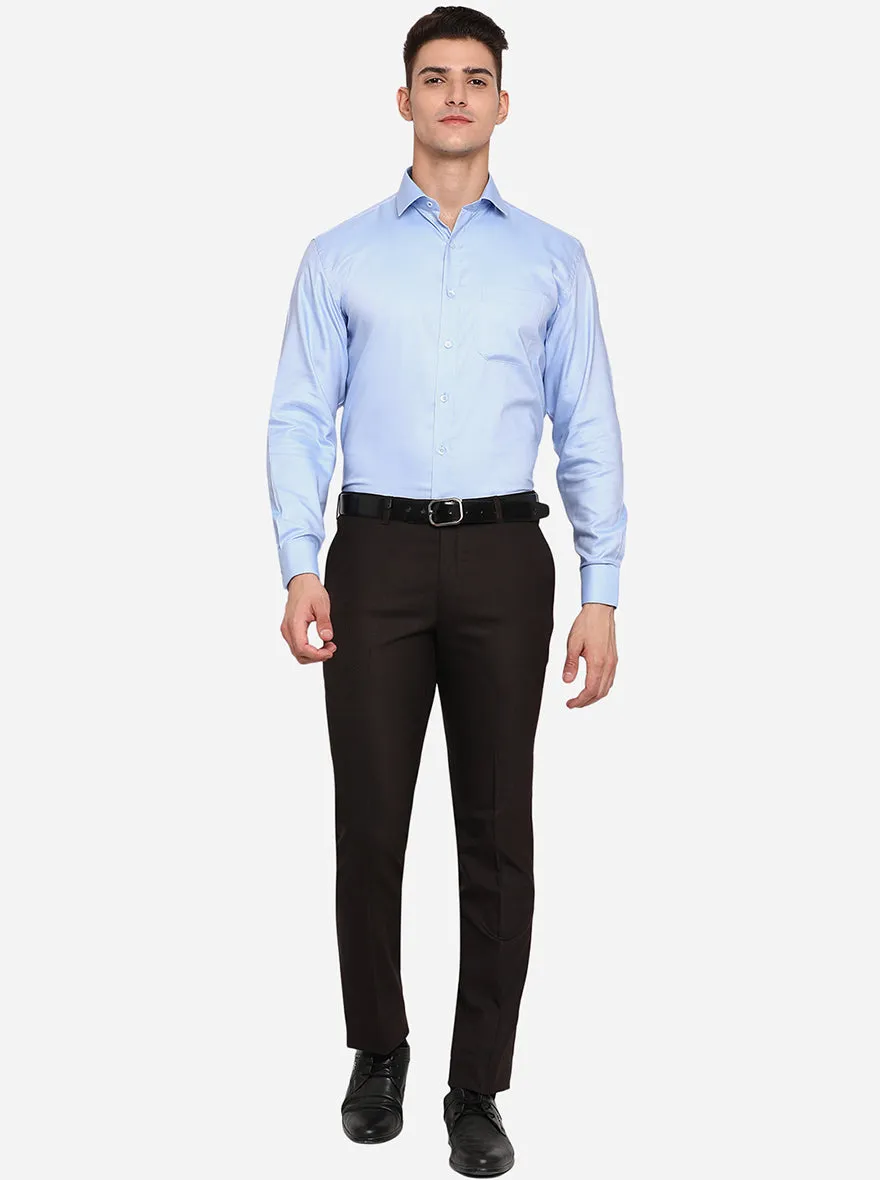 Sky Blue Solid Regular Fit Formal Shirt | JadeBlue