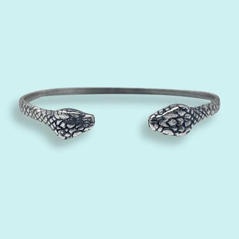 Snake Cuff in Antique Silver Finish