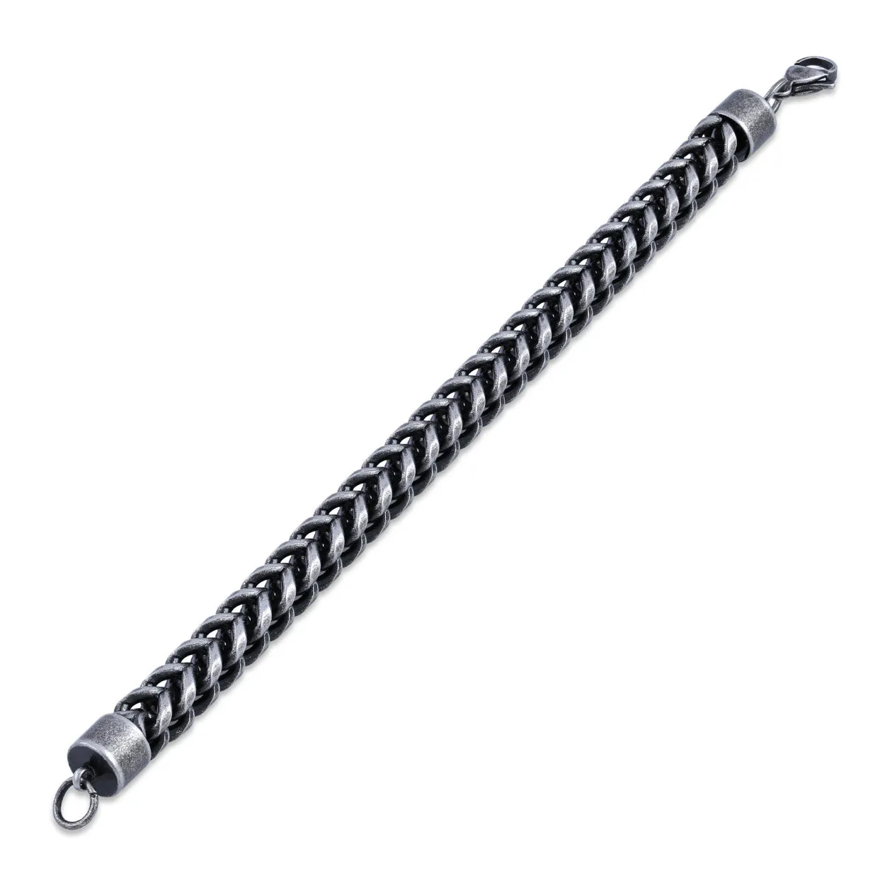 Stainless Steel Dark Antique Finish Curb Bracelet