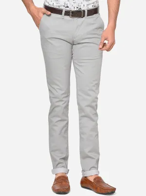 Steel Grey Solid Super Slim Fit Casual Trouser | Greenfibre