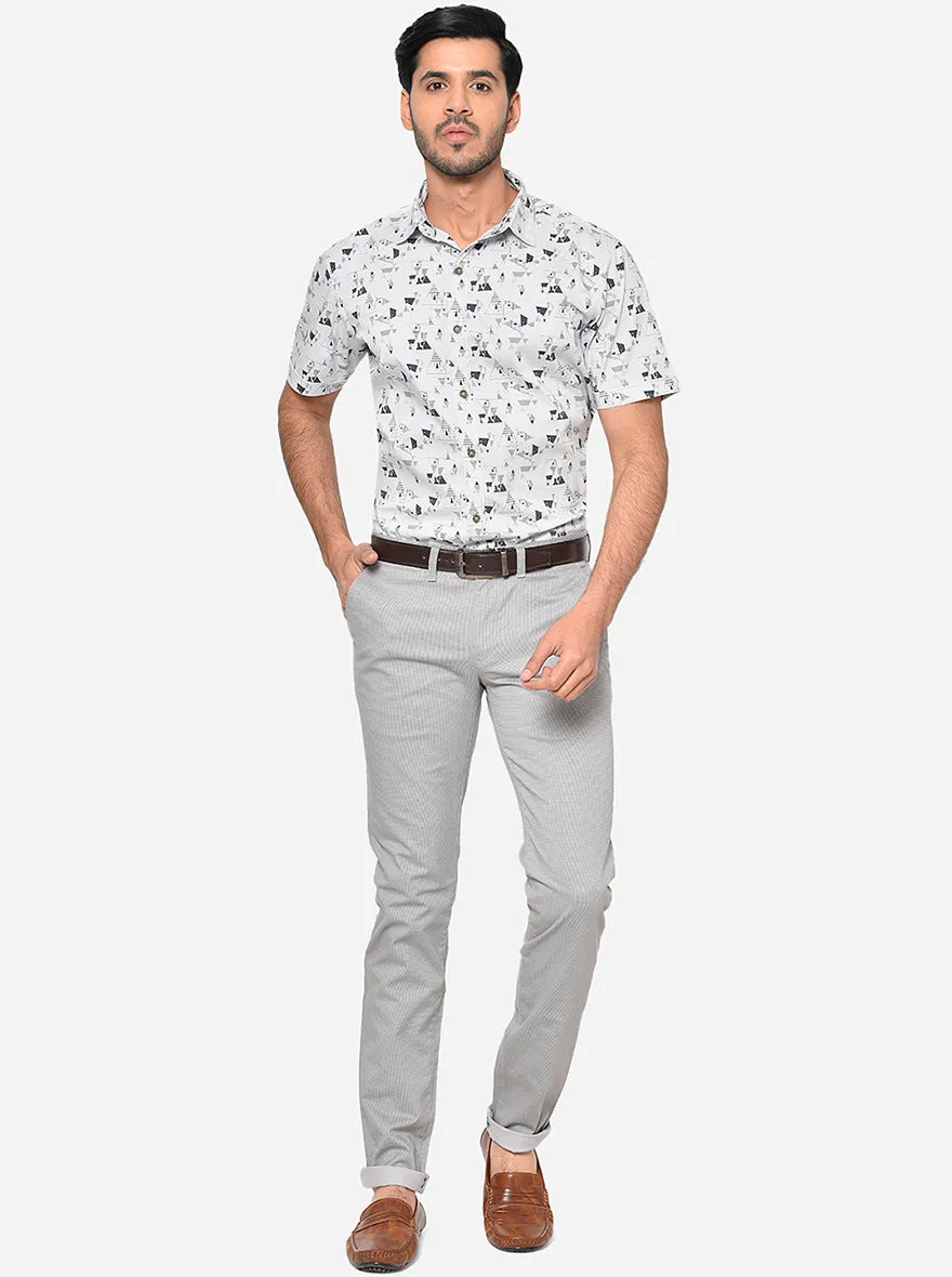 Steel Grey Solid Super Slim Fit Casual Trouser | Greenfibre