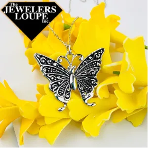 Sterling Silver Antique Finish Butterfly Necklace (91896)