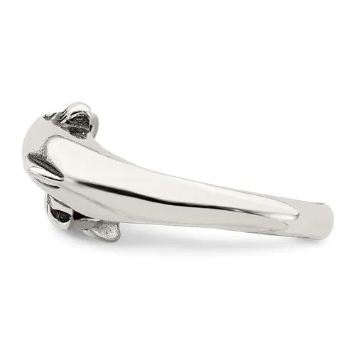 Sterling Silver Antique Finish Double Dolphin Ring