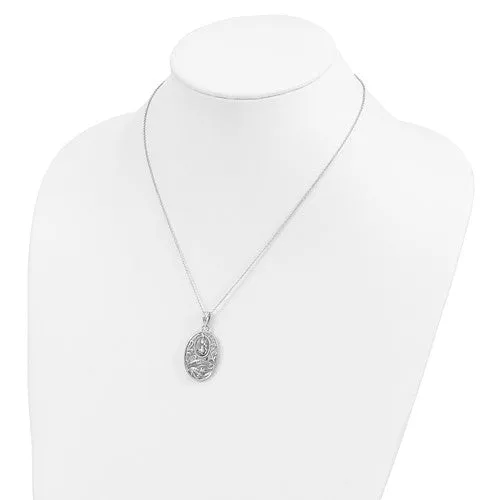 Sterling Silver Antiqued Animal Friends Cat 18in Necklace