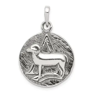 Sterling Silver Polished Antique Finish Aries Horoscope Pendant