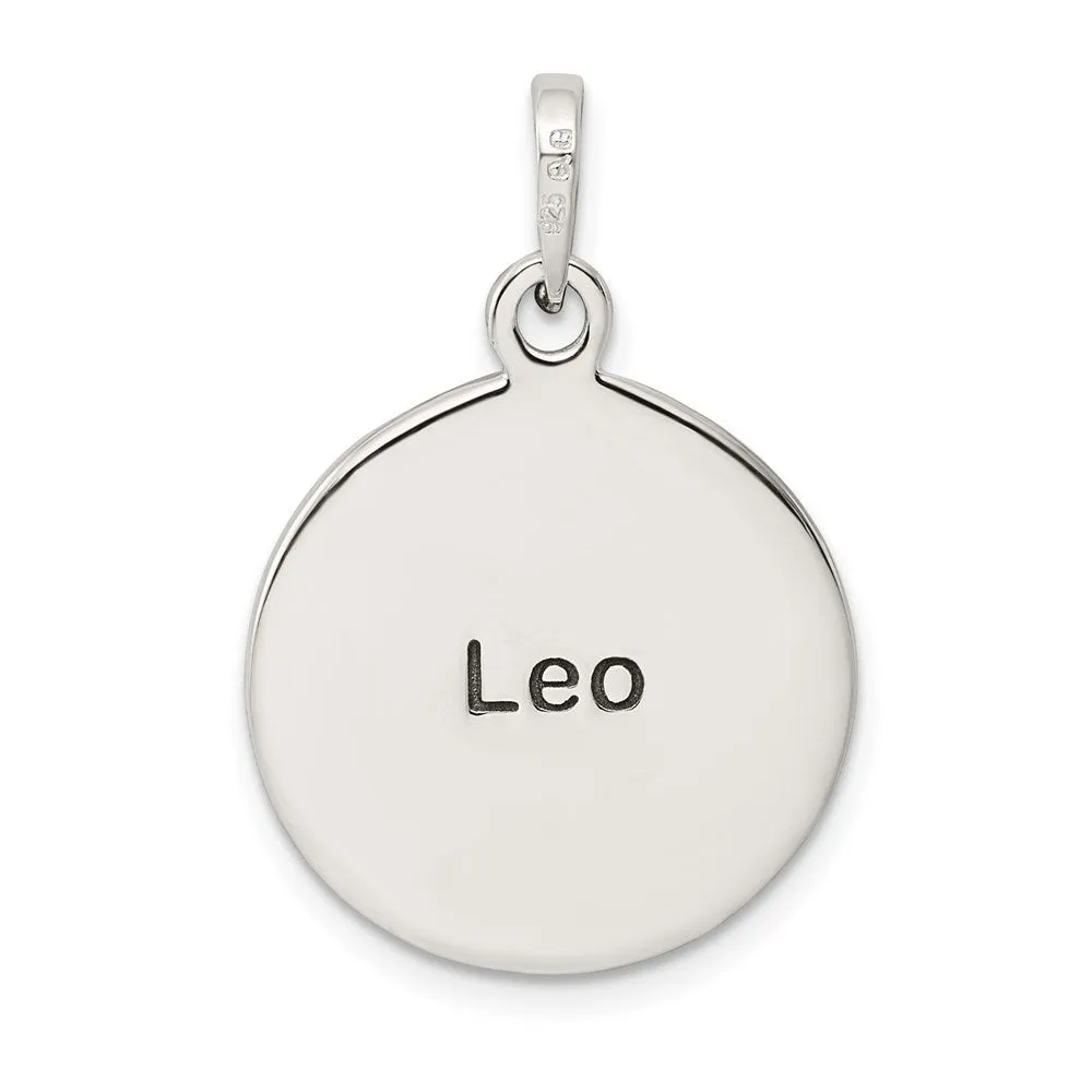 Sterling Silver Polished Antique Finish Leo Horoscope Pendant