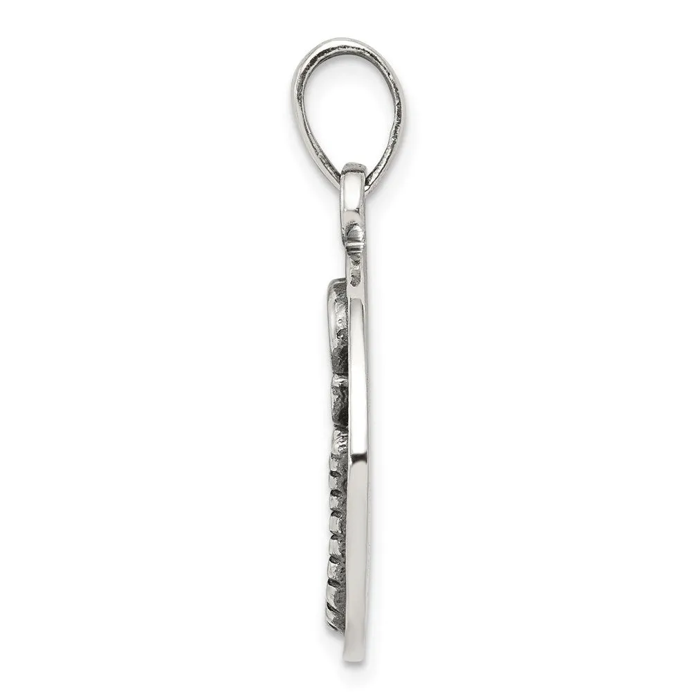 Sterling Silver Polished Antique Finish Scorpio Horoscope Pendant