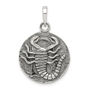 Sterling Silver Polished Antique Finish Scorpio Horoscope Pendant