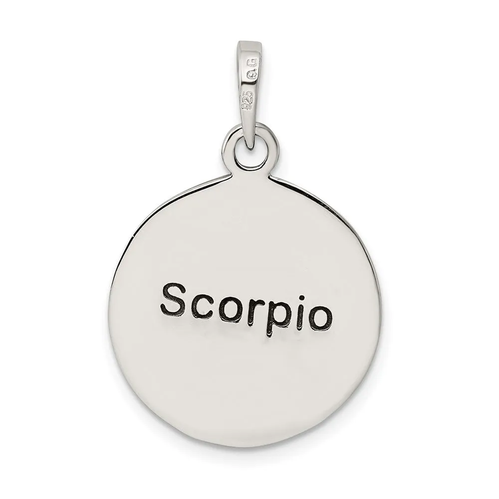 Sterling Silver Polished Antique Finish Scorpio Horoscope Pendant