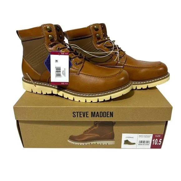 Steve Madden Men's Bleeker Boot Color Cognac Size 10.5