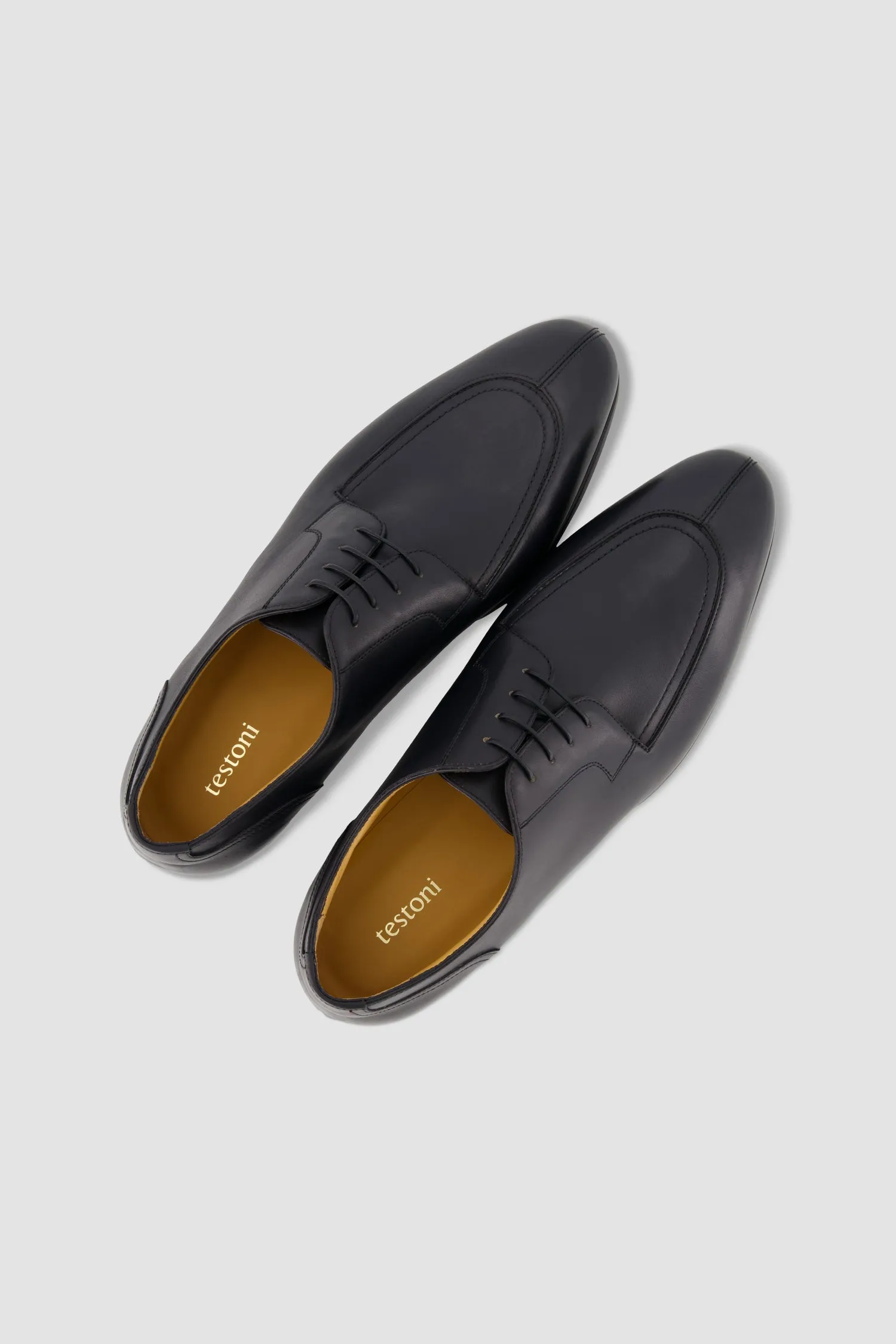 Testoni Black Antique Calf Afragola Derby Shoes