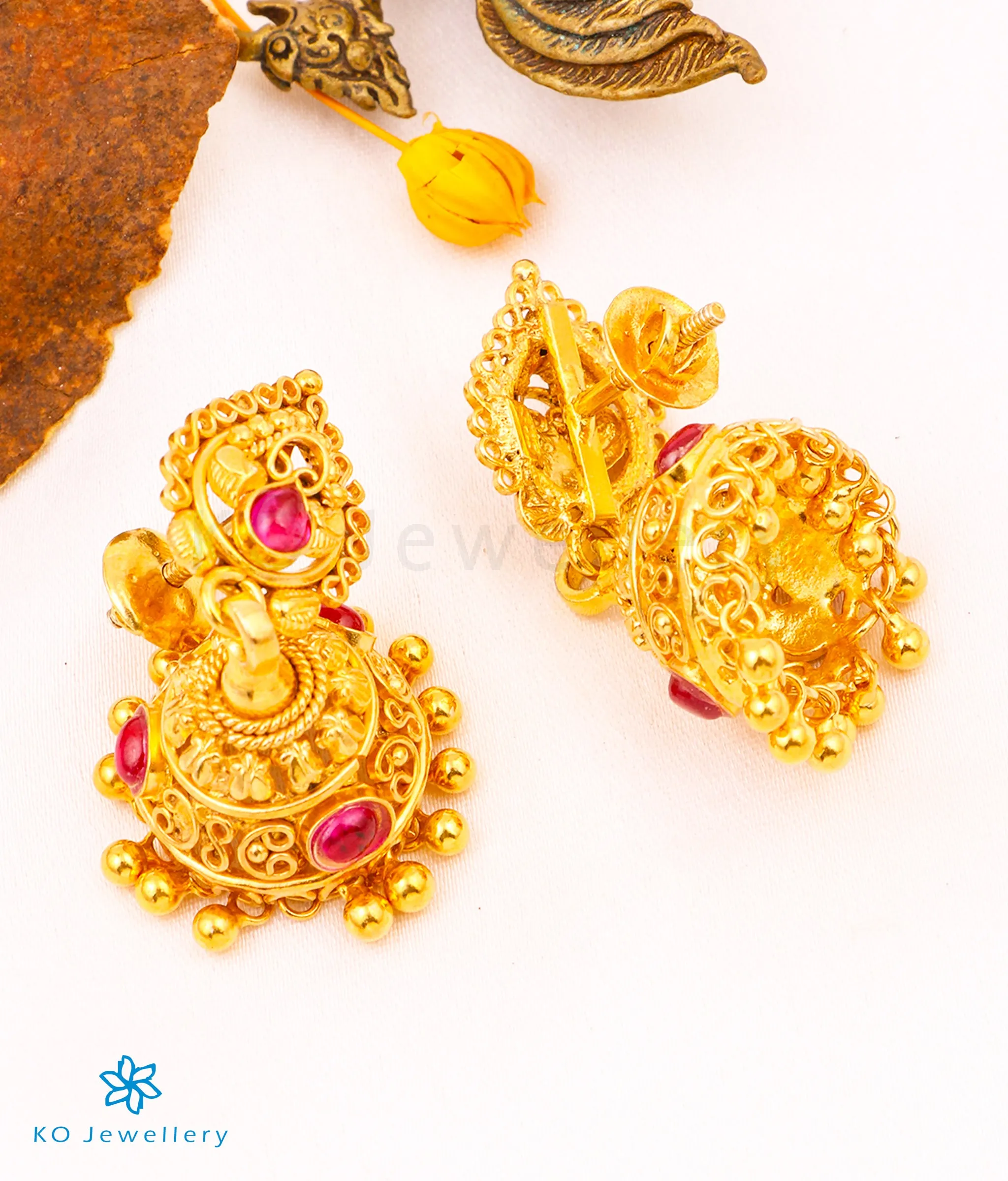 The Ekaja Silver Kempu Jhumka