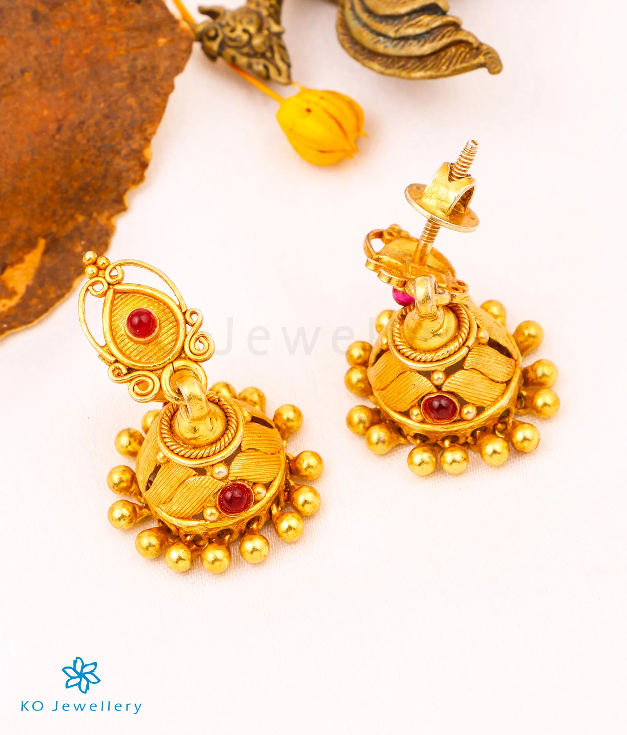 The Kaushika Silver Kempu Jhumka