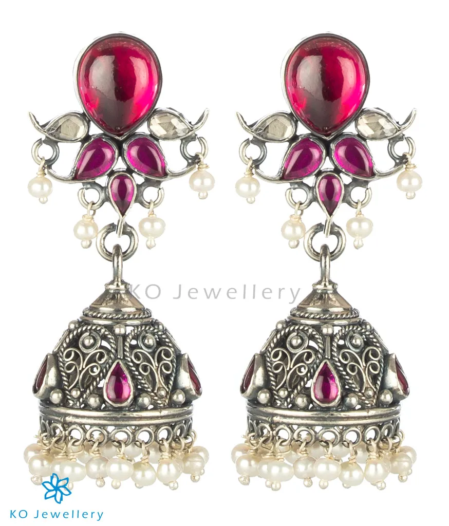 The Mrinalini Silver Jhumka (Oxidised/Push)