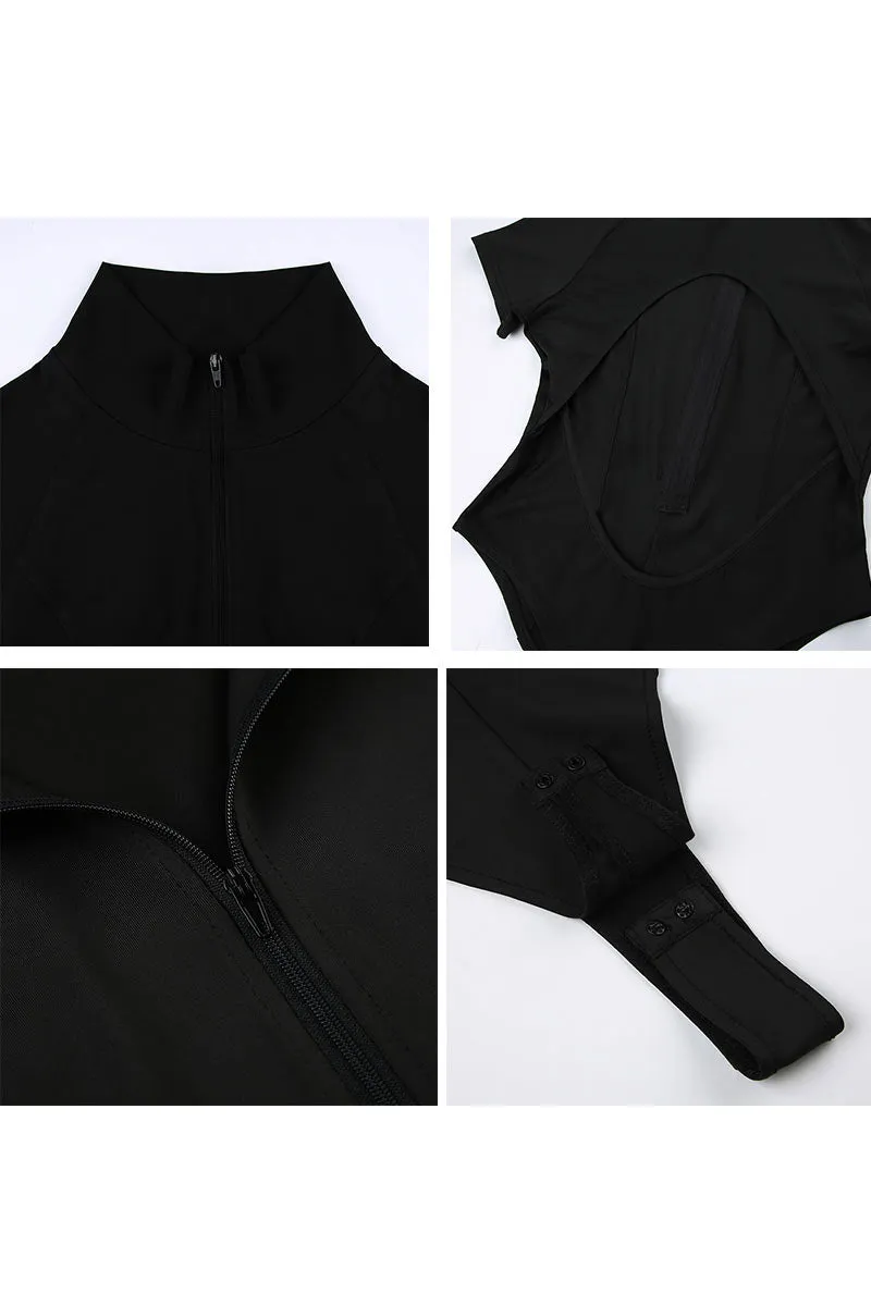 TJ0544 Zip Up Short Sleeve Bodysuit