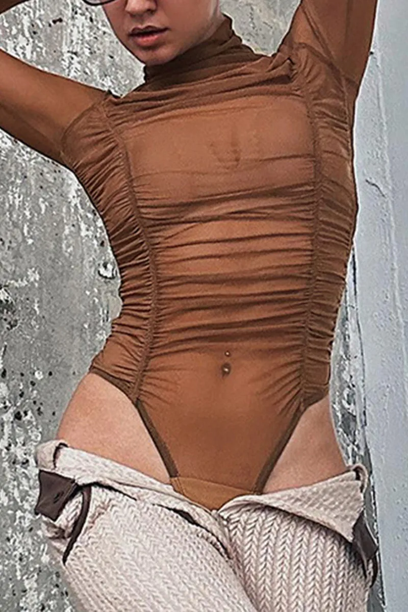 TK0477 Mesh Long Sleeve Bodysuit
