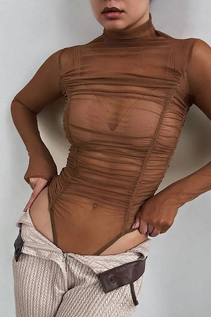 TK0477 Mesh Long Sleeve Bodysuit