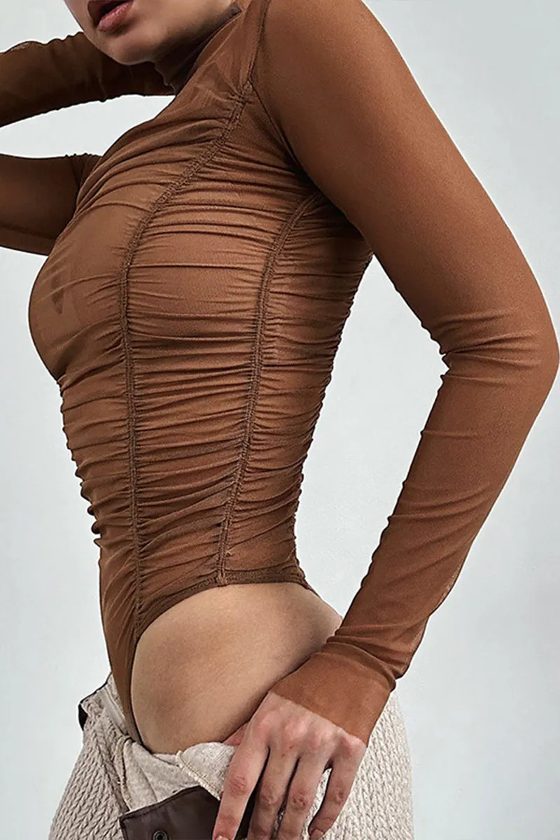 TK0477 Mesh Long Sleeve Bodysuit