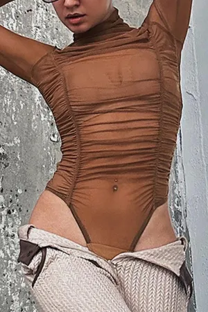 TK0477 Mesh Long Sleeve Bodysuit