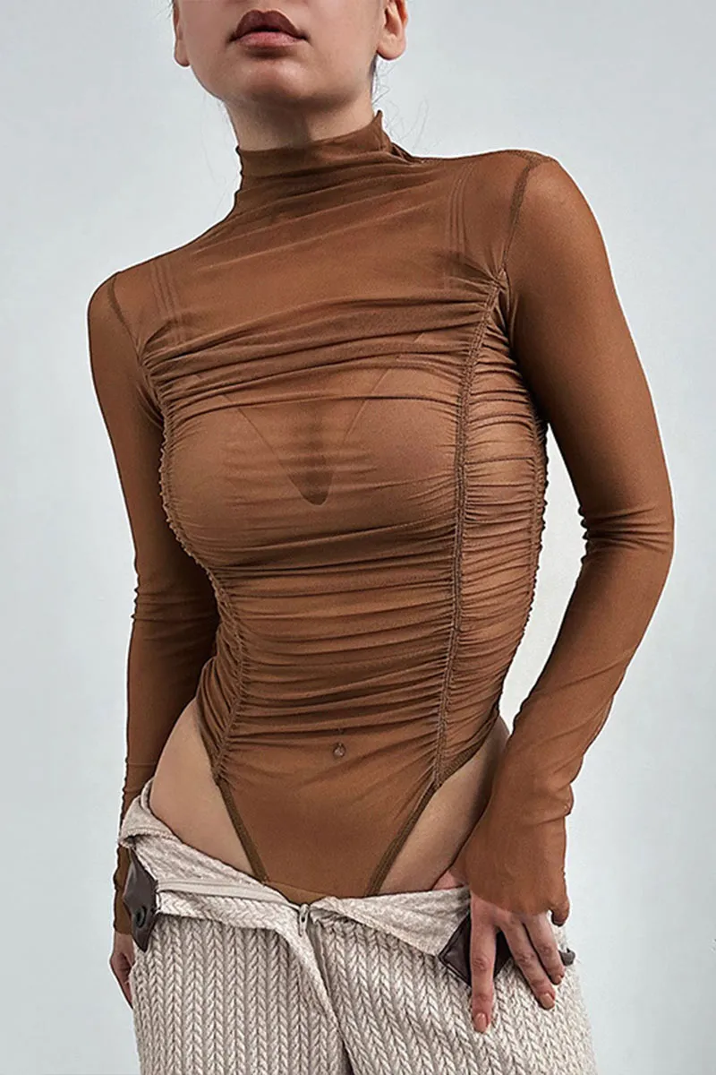 TK0477 Mesh Long Sleeve Bodysuit