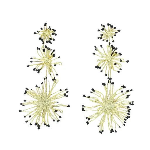 Triple Wish Earrings with Black Enamel Tips