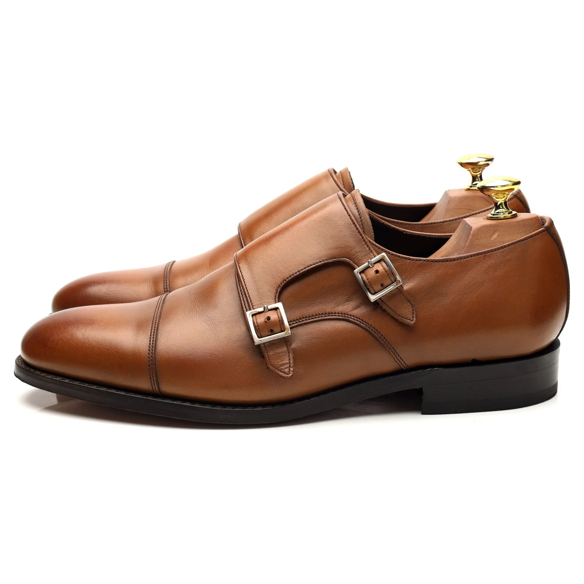 'Turnstall' Brown Leather Double Monk Strap UK 8 F