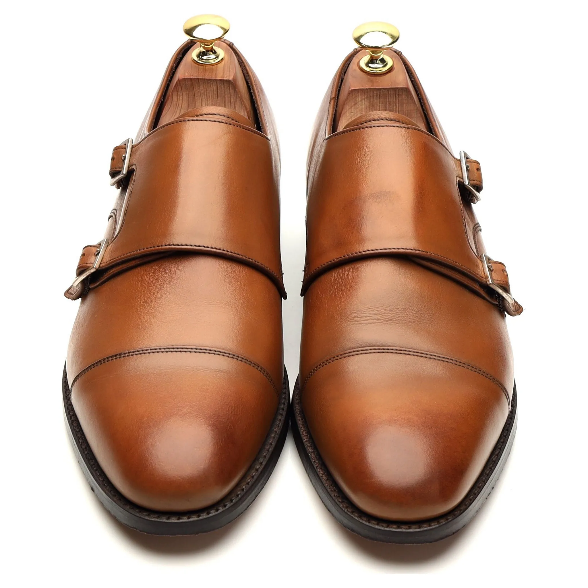 'Turnstall' Brown Leather Double Monk Strap UK 8 F