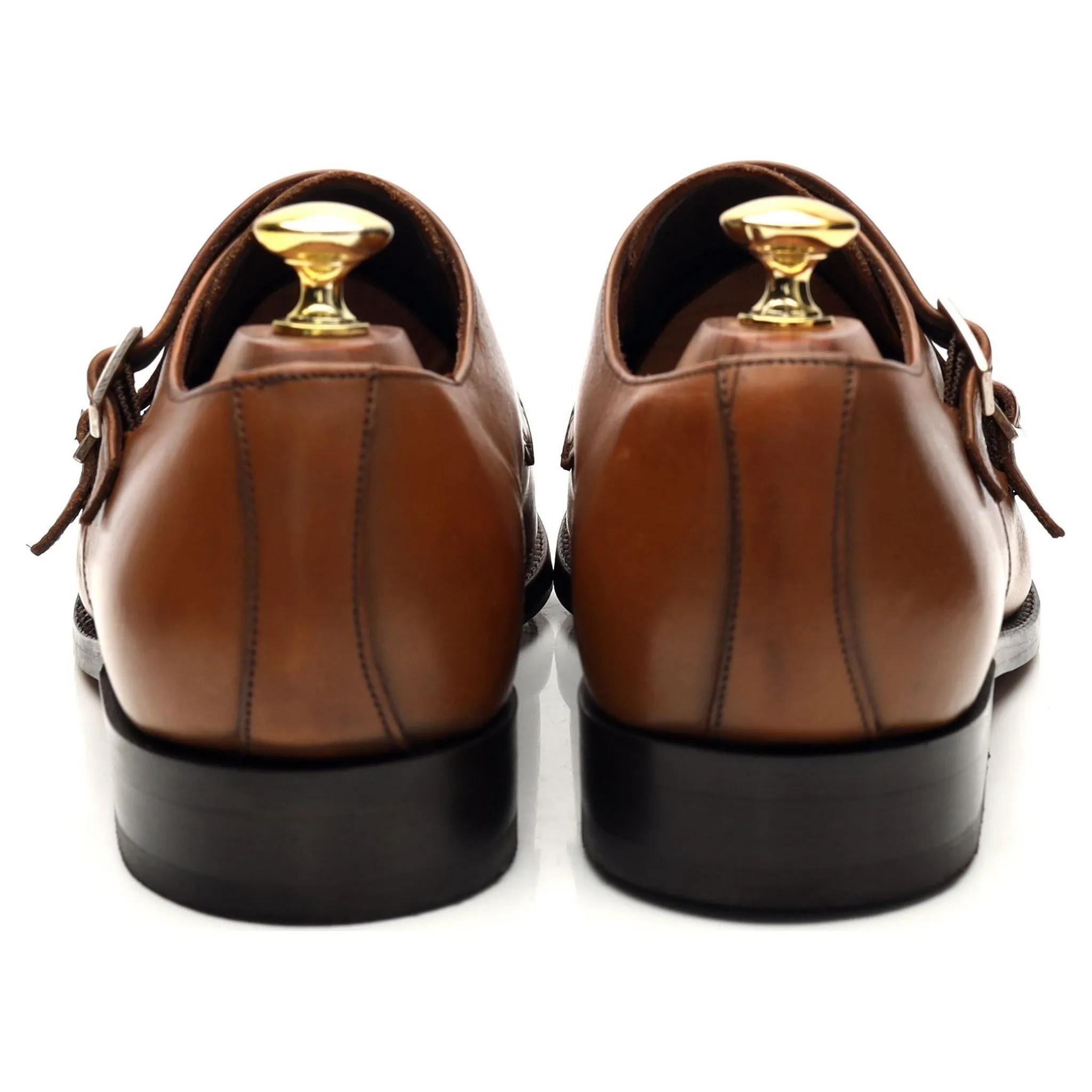 'Turnstall' Brown Leather Double Monk Strap UK 8 F