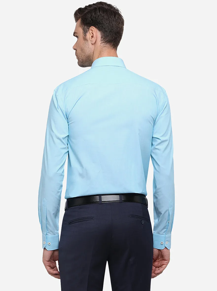 Turquoise Blue Solid Regular Fit Formal Shirt | JadeBlue