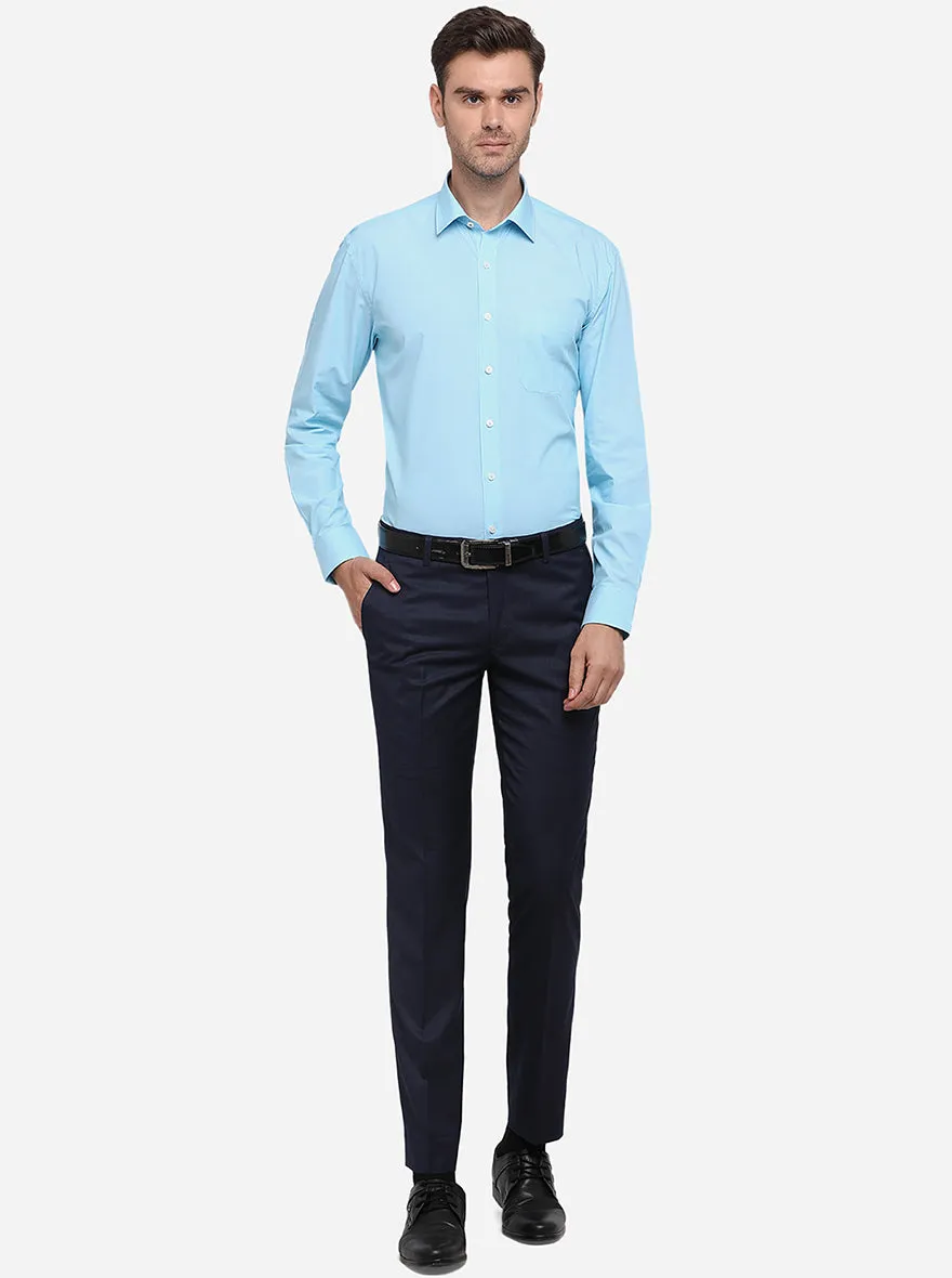 Turquoise Blue Solid Regular Fit Formal Shirt | JadeBlue
