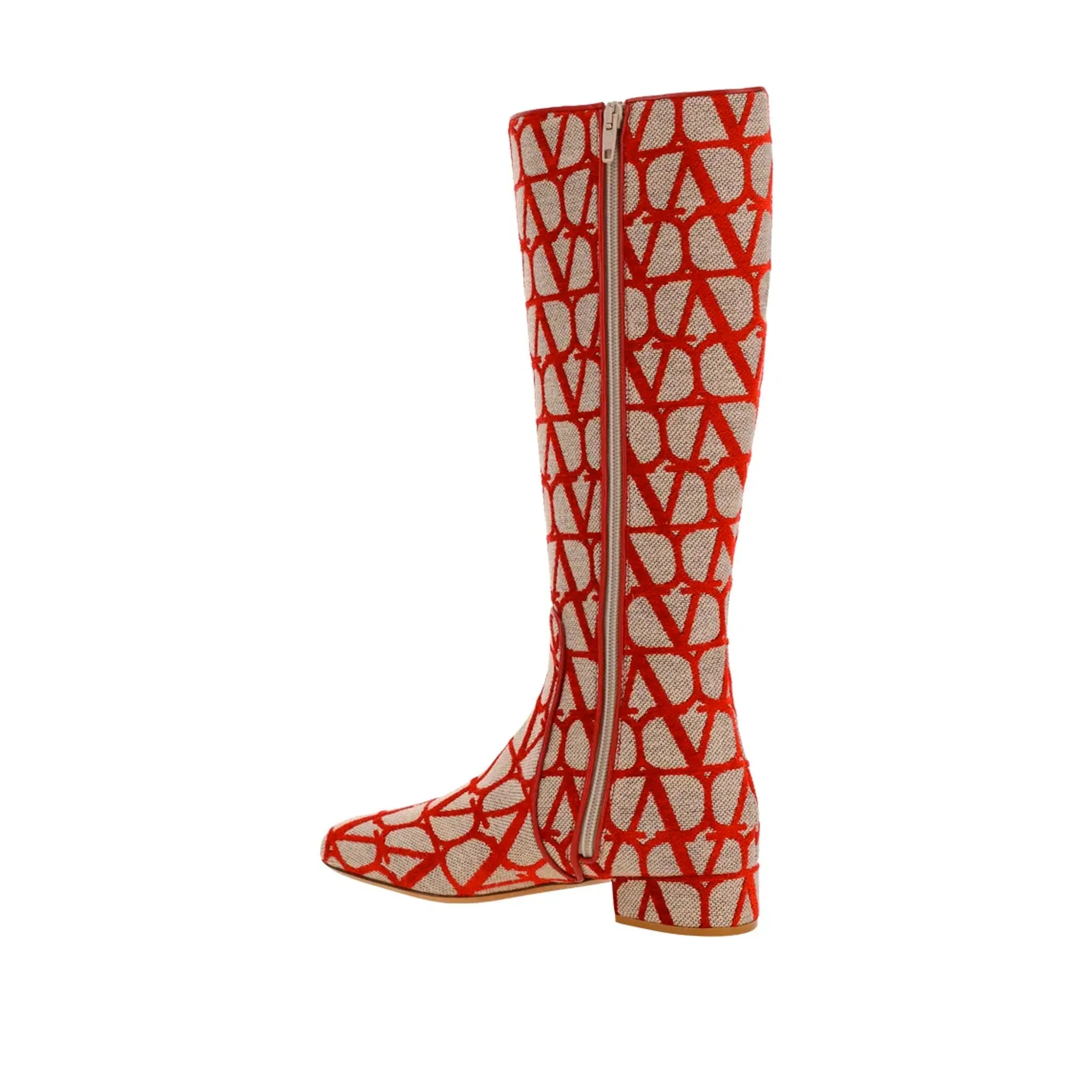 VALENTINO GARAVANI Canvas Logo Ankle Boots with Side Zip - 2 cm Heel